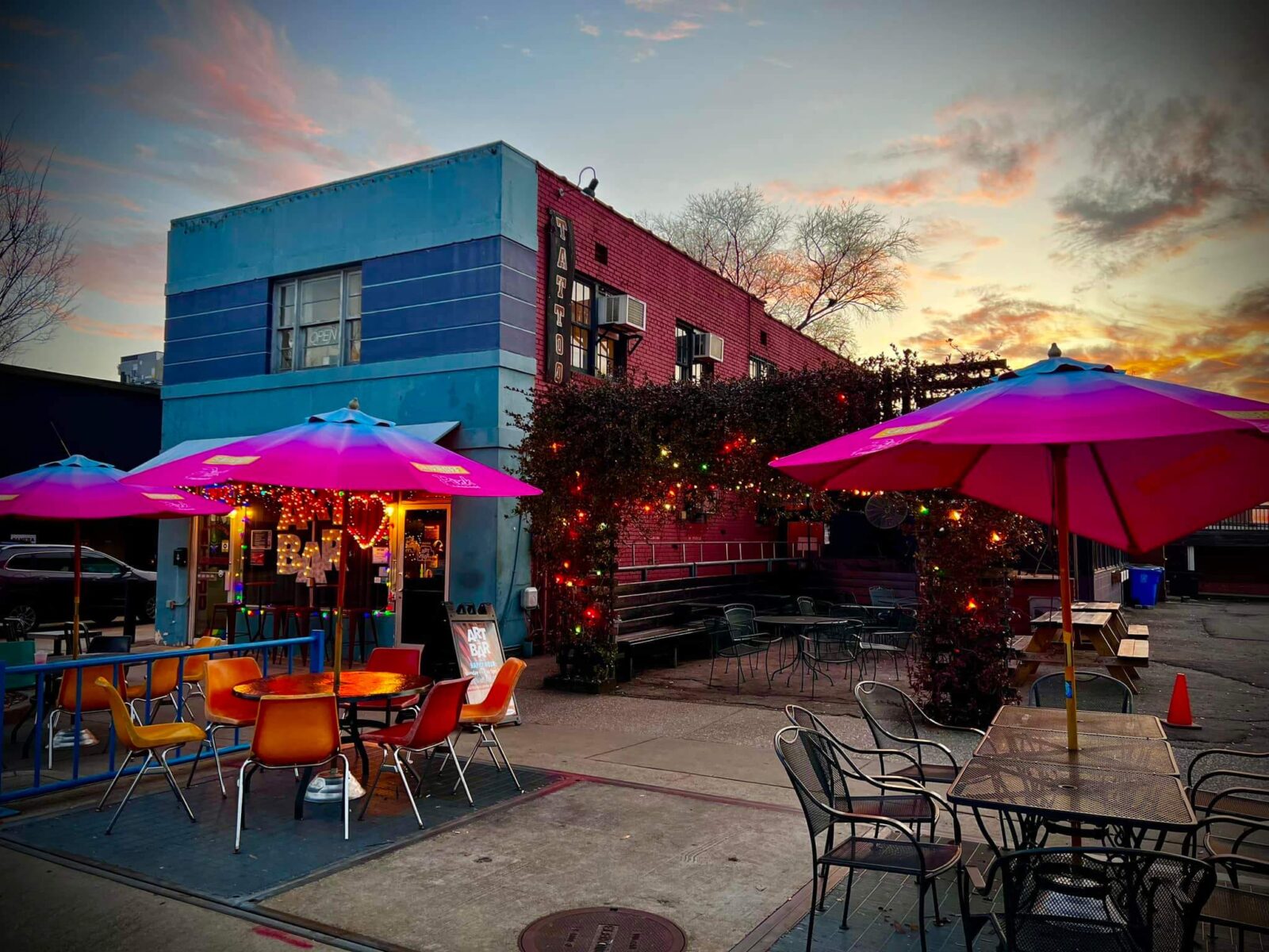 Outside Art Bar at night