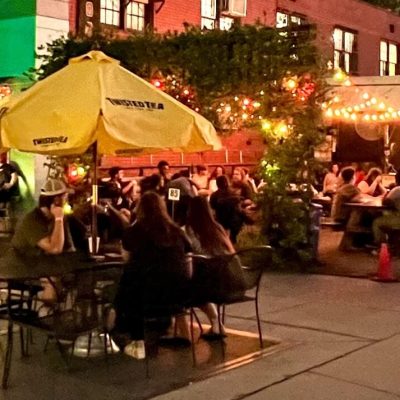 Outside Art Bar at night